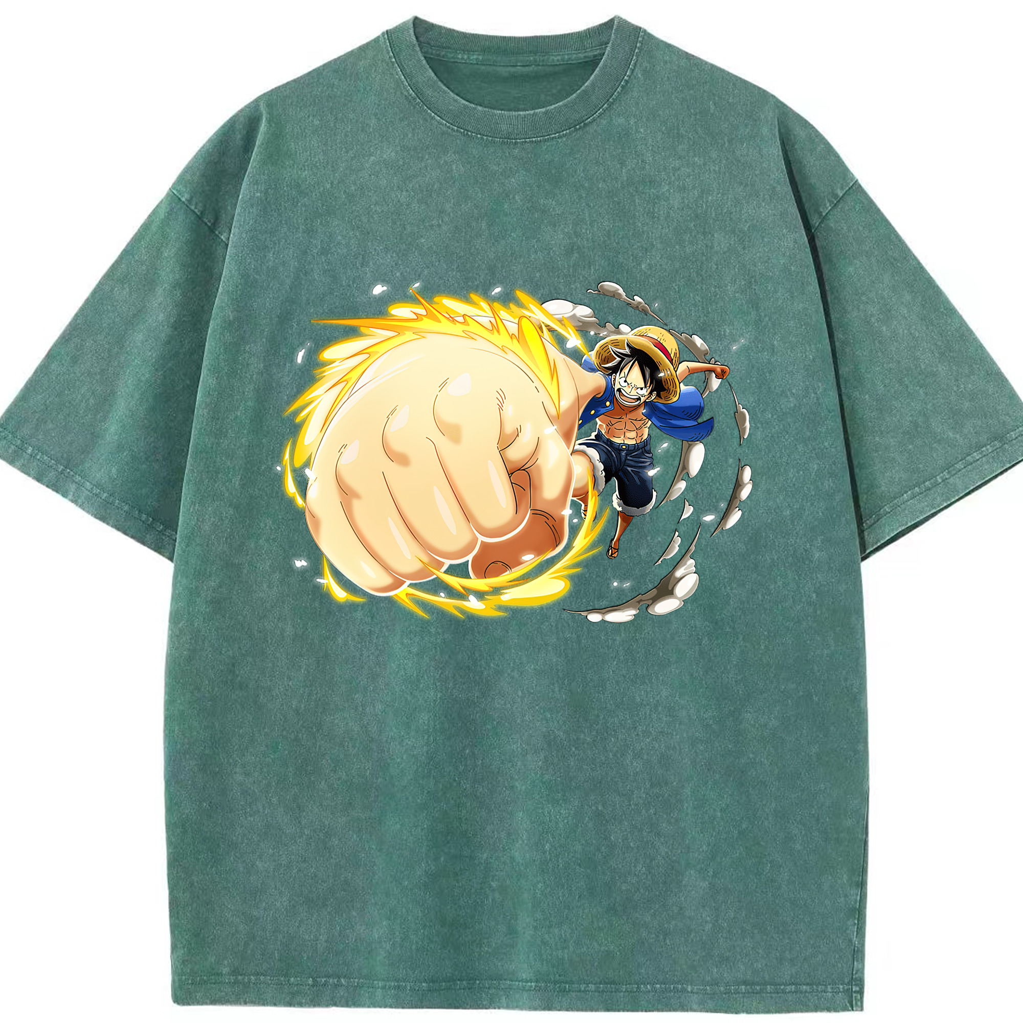 （画像用） ワンピース モンキー・D・ルフィ ONE PIECE Monkey D. Luffy 綿100% ヴィンテージ風 半袖Tシャツ（フロントプリント）